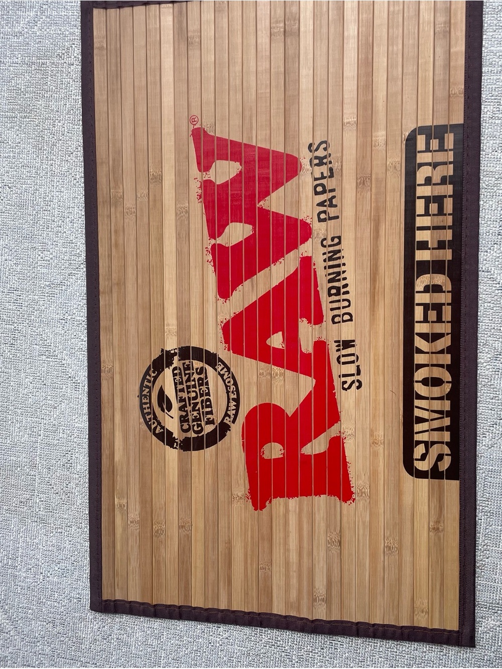 RAW Bamboo Doormat with Red Logo - RAW Smoked Here